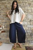Jo Jo Quirky Hopsack Crop Pant Navy 